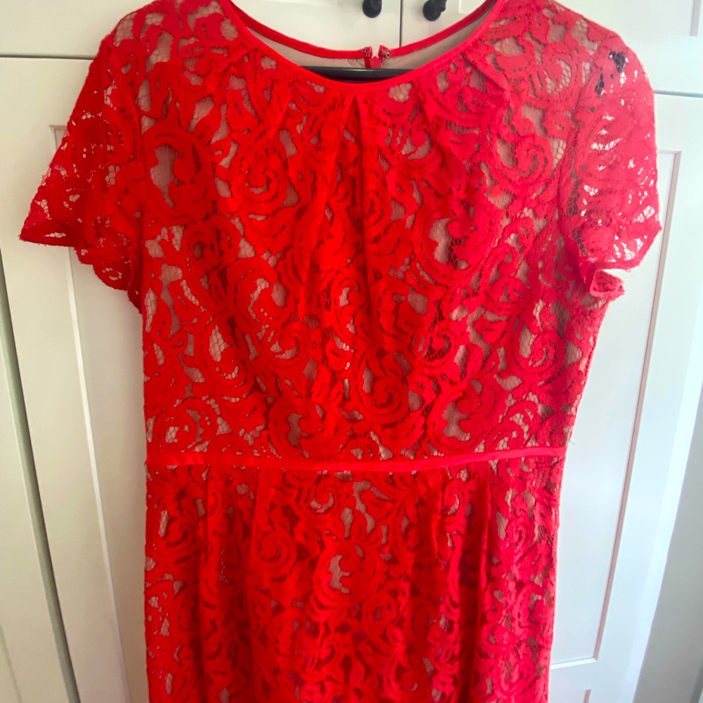 Adrianna Papell Red Lace Sheath Dress